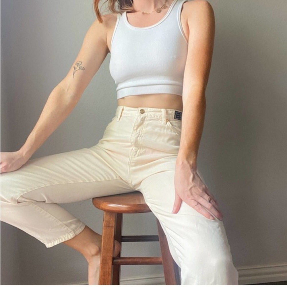 Vintage votre nom canary yellow mom jeans